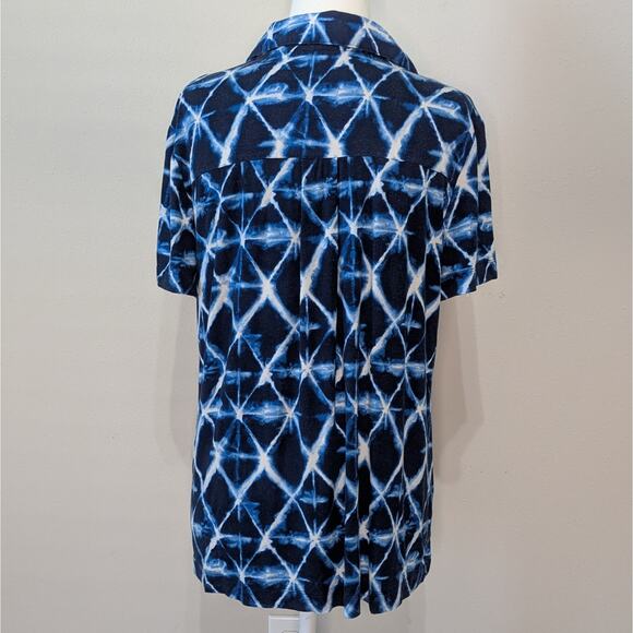 Soma Blue & White Cool Nights Button Up Short Sleeve Sleep Shirt Size Medium - Picture 4 of 8
